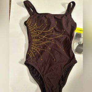 Longitude Brown Embellished Swimsuit Women’s Size 10